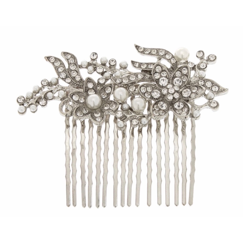 Crystal Flower Hair Comb
